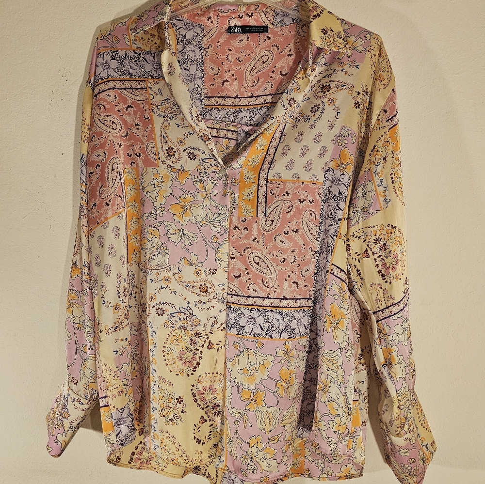 Zara Multicolor Paisley Floral Shirt
